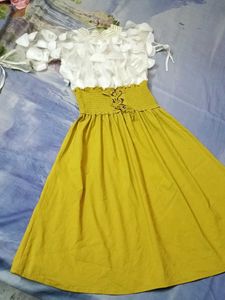 white and olive green dress