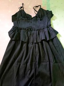 Black Ruffled Midi Dress