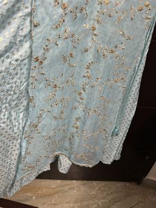 Light Blue Embroidered Kurti