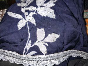 Navy Blue Printed Suit with sequins and stone work