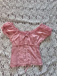 Chic Pink Smocked Off-Shoulder Top
