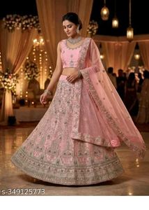 Elegant Pink Embroidered Lehenga Choli
