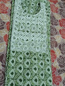 Green Printed Kurta Set