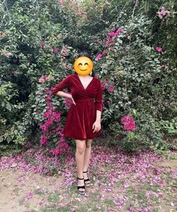 Burgundy Velvet Mini Dress