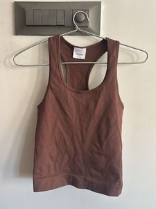 Brown Ribbed Tank Top