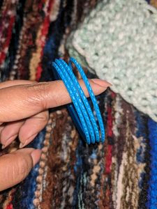 Set of Blue Metal/Plastic Bangles