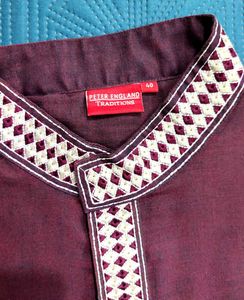 Maroon Kurta with Embellished Border