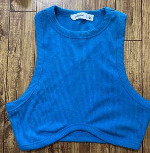 Vibrant Blue Ribbed Crop Top