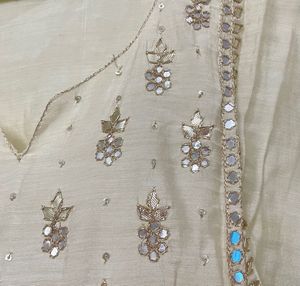 Elegant Cream Kurta Set with Sequins
