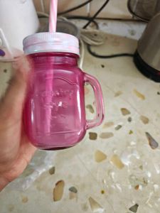 Cute Mason Jar Mugs with Straws (Set of 2)