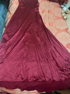Elegant Maroon Satin Maxi Dress