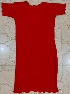 Vibrant Red Casual Dress