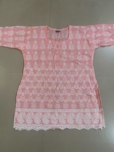 Beautiful Peach Chikankari Kurta