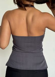 Pinstripe Halter Vest Top OFF DUTY formal