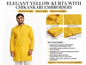 Elegant Yellow Kurta with Chikankari Embroidery