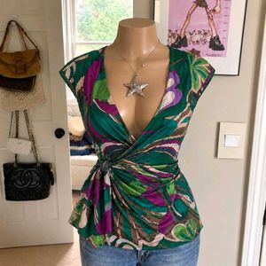 Y2k Vintage Retro 2000s Floral Print Wrap Top