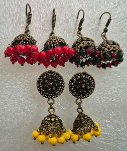 Set of 3 Jhumka Earrings