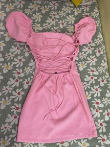 Cute Pink Puff Sleeve Dress