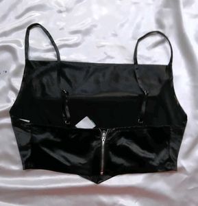Chic Black Satin Cami Top