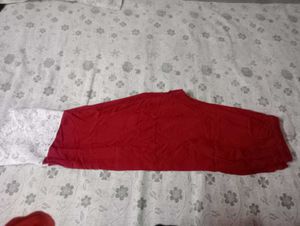 Elegant Red &amp; White Kurta Set