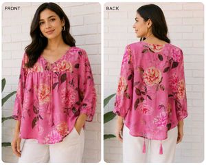 Vibrant Floral Print Tunic Top