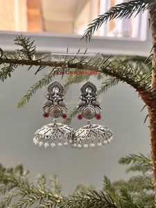 Oxidized Silver Jhumka Earrings