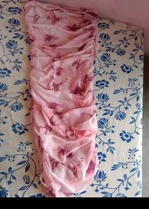 Chic Pink Floral Print Ruched Dress