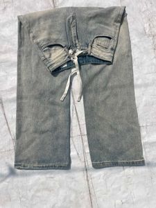 Washed Denim Jeans with Drawstring (UNISEX)