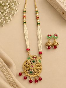 Traditional Gold Necklace and Earrings Set