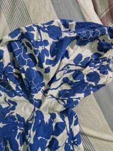 Blue Floral Cut-Out Midi Dress