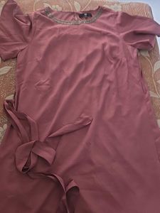 Elegant Pink Ethnic Gown with Embellished Neckline