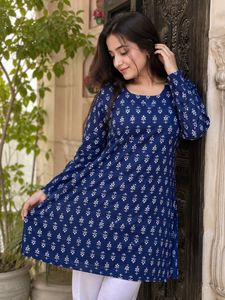 Blue Floral Print Kurta
