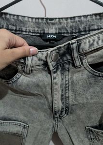 Men's Acid Wash Cargo Jeans