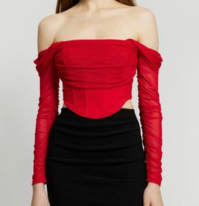 Savana Red Corset Style Long Sleeve Top
