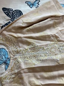 Elegant Beige Kurta with Gold Print