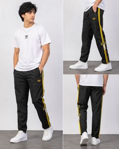 Adidas Track Pants Black Yellow Stripes