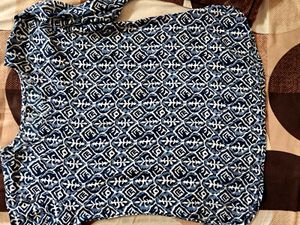 Boho Blue &amp; White Print Tunic Top