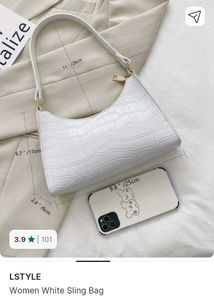 Chic White Crocodile Texture Shoulder Bag