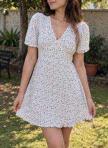 Floral Puff Sleeve Mini Dress