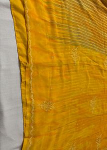 🆕Yellow Embroidered Unused Saree
