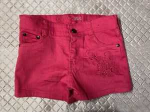 Cute Pink Denim Shorts with Embroidery