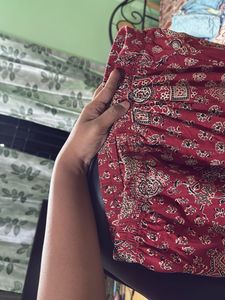 Brick Red Printed Kurta and Pants Set