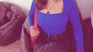 Blue Ribbed Square Neck crop top