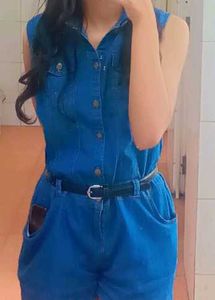 Denim Sleeveless Jumpsuit