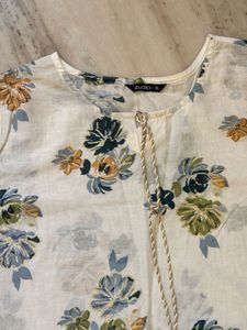 New Cream Floral Print Kurta