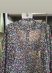 Chic Floral Print Sheer Blouse