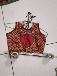 Golden &amp; Red Chaniya Choli