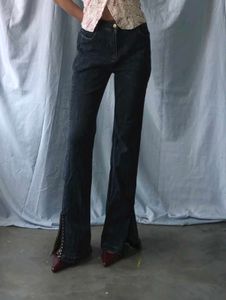 Flared Jeans with Studded Slits
