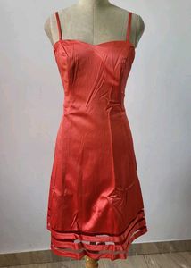 Elegant Red Satin Dress. length 37