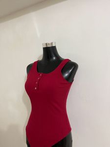 Red Sleeveless Bodysuit